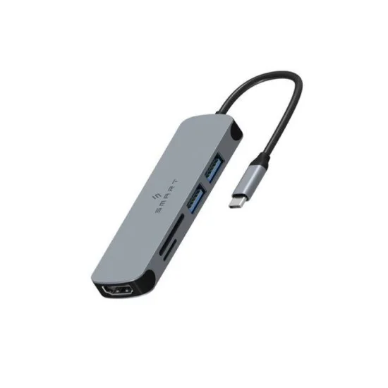 Smartix Premium 5-1 hub with cable - Grey